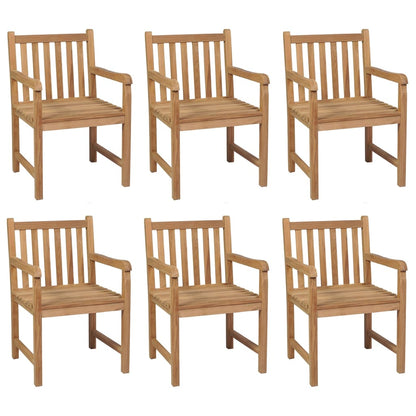 Garden Chairs 6 pcs with Beige Cushions in Solid Teak