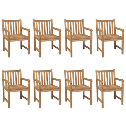8 pcs Garden Chairs and Cream White Cushions in Solid Teak