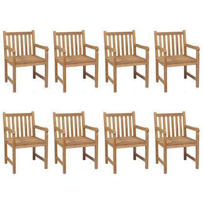 Garden Chairs 8 pcs with Black Cushions in Solid Teak