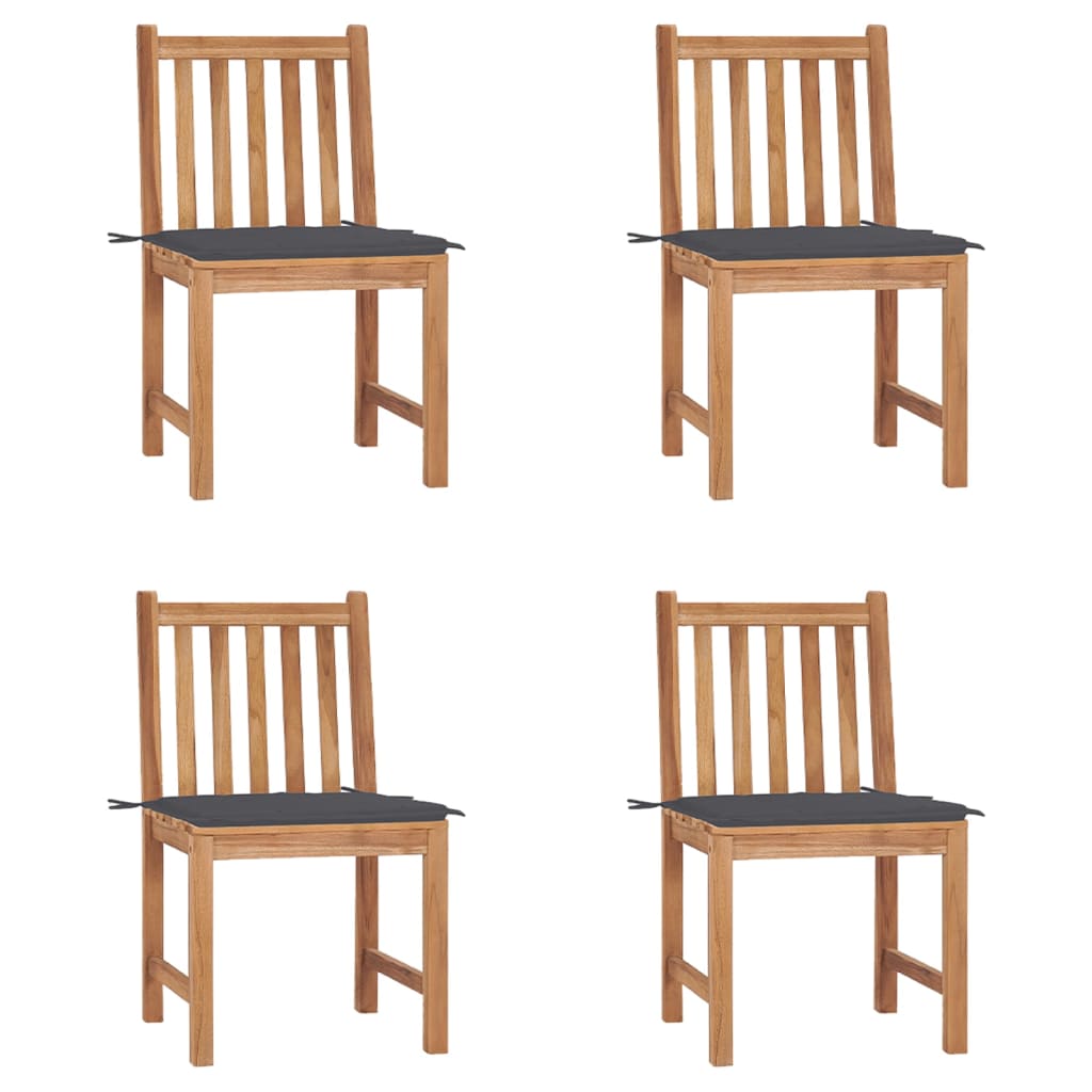 Garden Chairs 4 pcs with Cushions in Solid Teak Wood