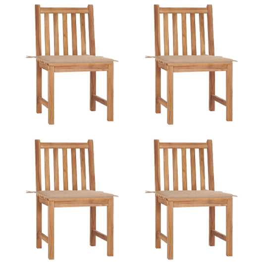 Garden Chairs 4 pcs with Cushions in Solid Teak Wood