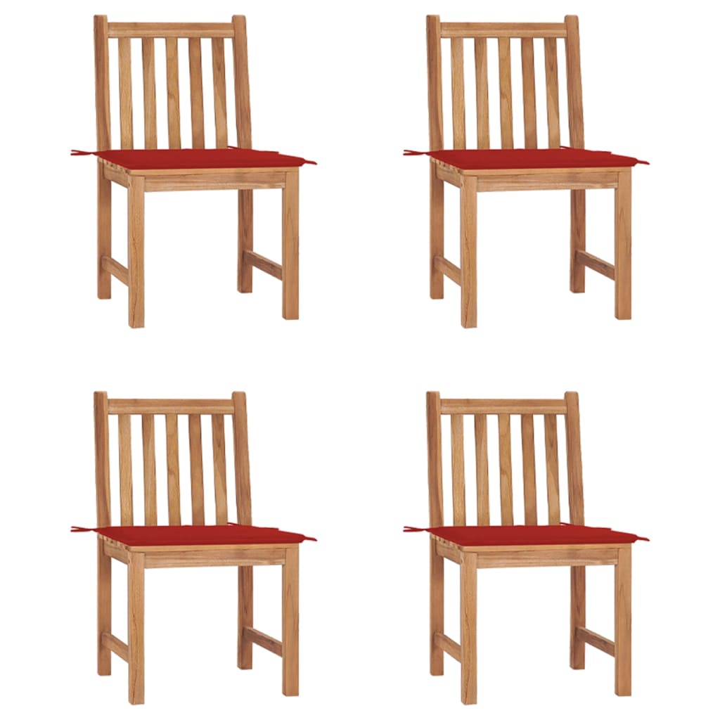 Garden Chairs 4 pcs with Cushions in Solid Teak Wood