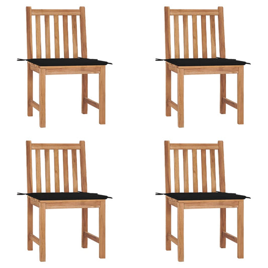 Garden Chairs 4 pcs with Cushions in Solid Teak Wood