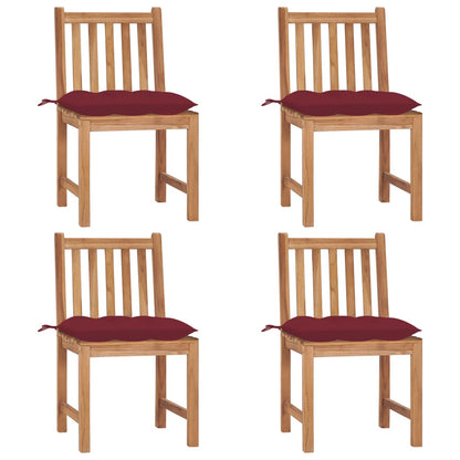 Garden Chairs 4 pcs with Cushions in Solid Teak Wood