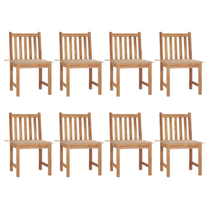 Garden Chairs with Cushions 8 pcs in Solid Teak Wood