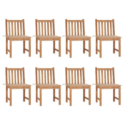 Garden Chairs with Cushions 8 pcs in Solid Teak Wood