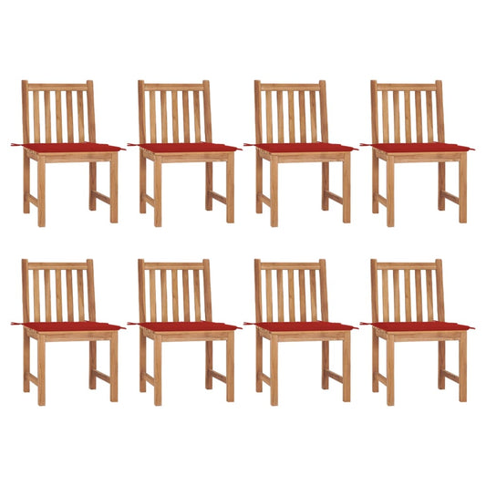 Garden Chairs with Cushions 8 pcs in Solid Teak Wood