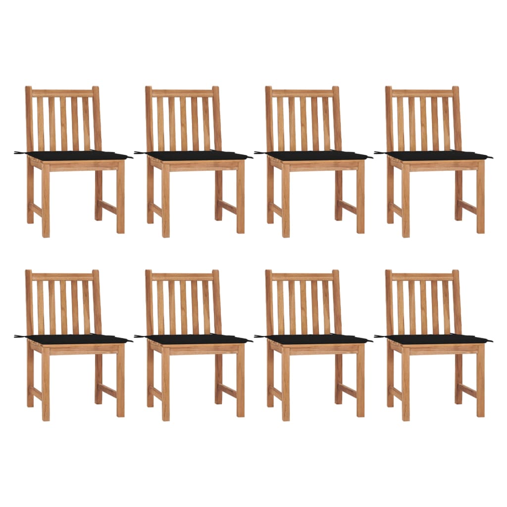 Garden Chairs with Cushions 8 pcs in Solid Teak Wood