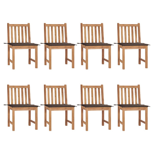 Garden Chairs with Cushions 8 pcs in Solid Teak Wood