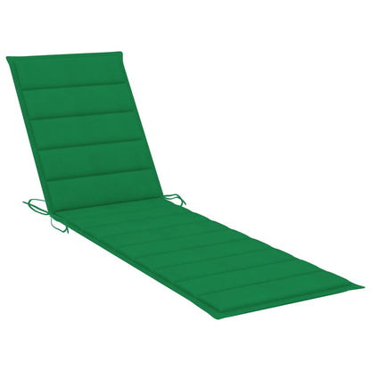 2 pcs Sun Loungers with Green Cushion in Teak Wood