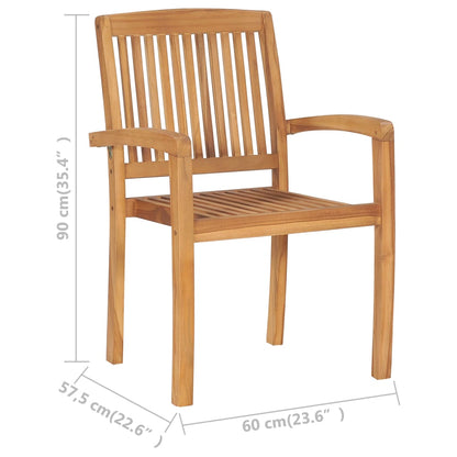 Stackable Garden Chairs 4 pcs with Solid Teak Cushions