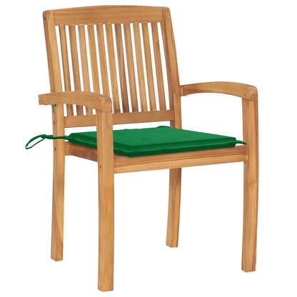 Stackable Garden Chairs 4 pcs with Solid Teak Cushions