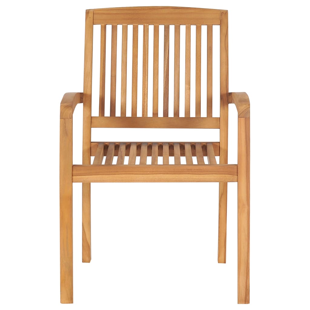 Stackable Garden Chairs 4 pcs with Solid Teak Cushions