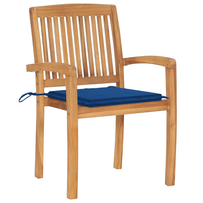 Stackable Garden Chairs 4 pcs with Solid Teak Cushions