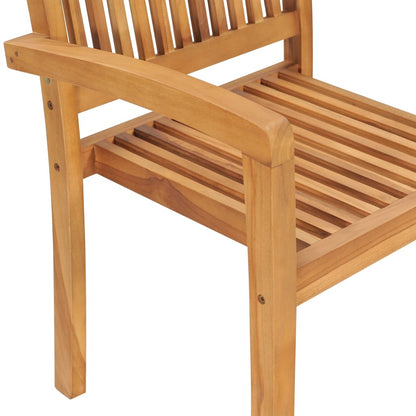 Stackable Garden Chairs 4 pcs with Solid Teak Cushions