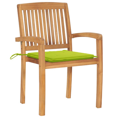 Stackable Garden Chairs 4 pcs with Solid Teak Cushions