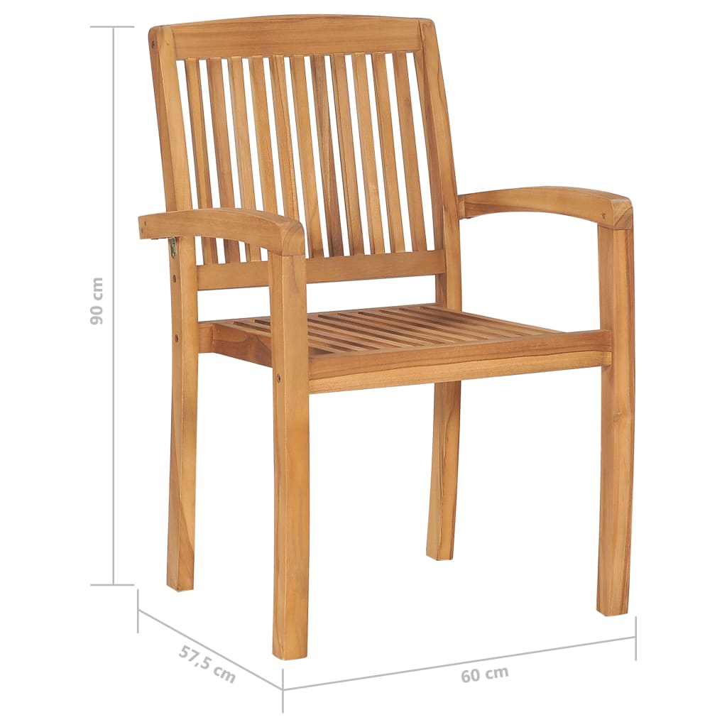 Stackable Garden Chairs 4 pcs with Solid Teak Cushions