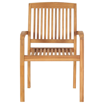 Stackable Garden Chairs 4 pcs with Solid Teak Cushions