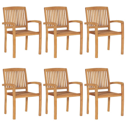 Stackable Garden Chairs with Cushions 6 pcs Solid Teak