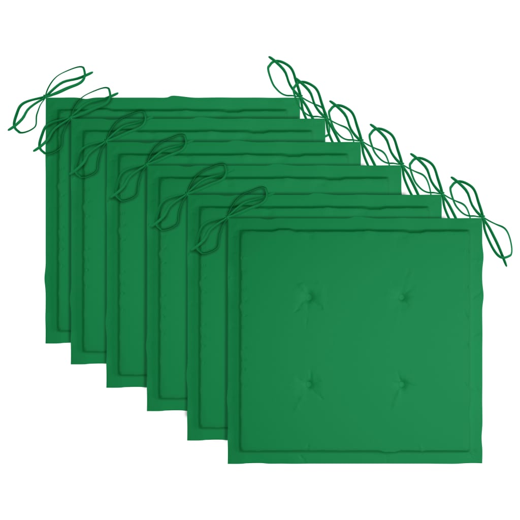 Sedie da Giardino Impilabili con Cuscini 6 pz Massello di Teak - homemem39