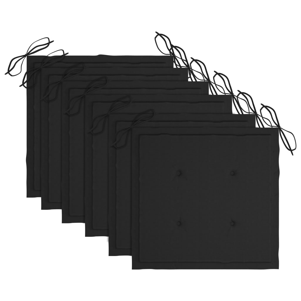 Sedie da Giardino Impilabili con Cuscini 6 pz Massello di Teak - homemem39