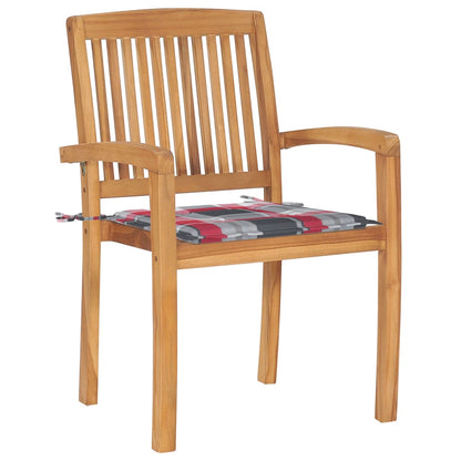 Sedie da Giardino Impilabili 8 pz con Cuscini Massello di Teak - homemem39