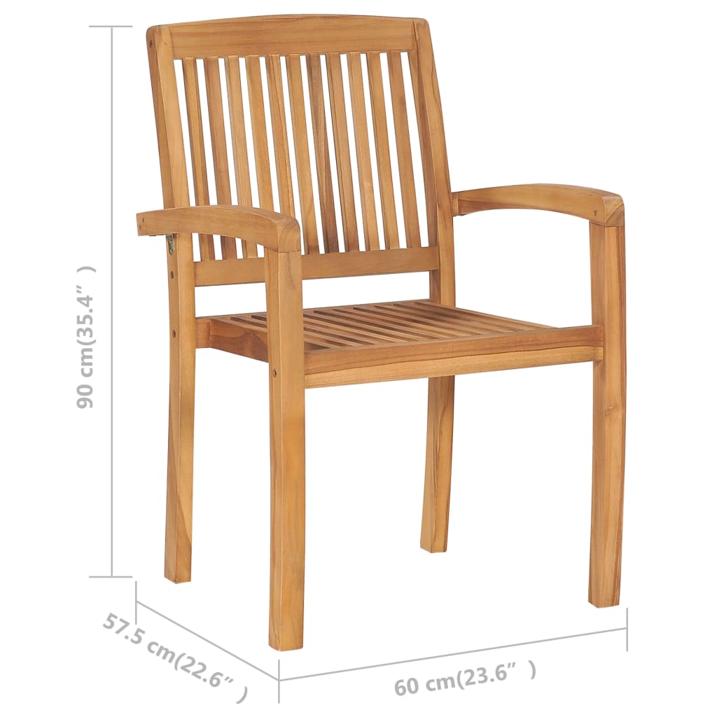 Sedie da Giardino Impilabili 8 pz con Cuscini Massello di Teak - homemem39