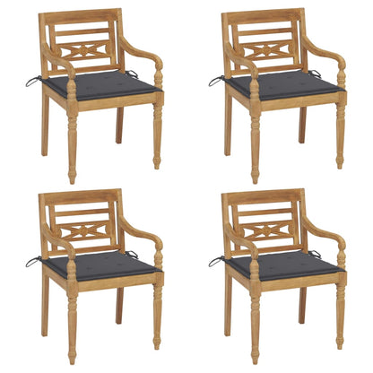 Batavia Chairs with 4 pcs Cushions in Solid Teak Wood