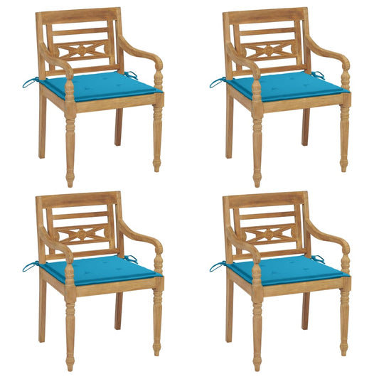 Batavia Chairs with 4 pcs Cushions in Solid Teak Wood