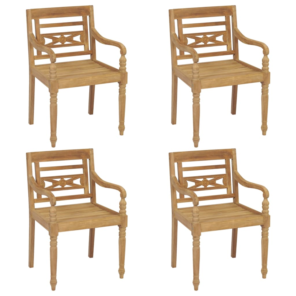 Batavia Chairs with 4 pcs Cushions in Solid Teak Wood