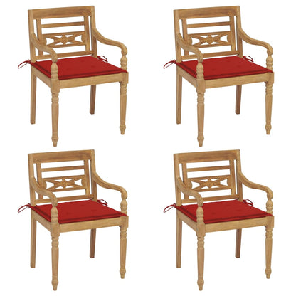 Batavia Chairs with 4 pcs Cushions in Solid Teak Wood