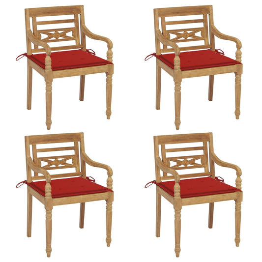 Batavia Chairs with 4 pcs Cushions in Solid Teak Wood