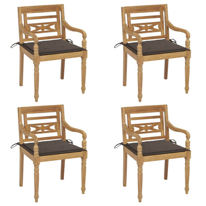 Batavia Chairs with 4 pcs Cushions in Solid Teak Wood