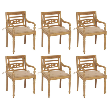 Batavia Chairs with 6 pcs Cushions in Solid Teak Wood