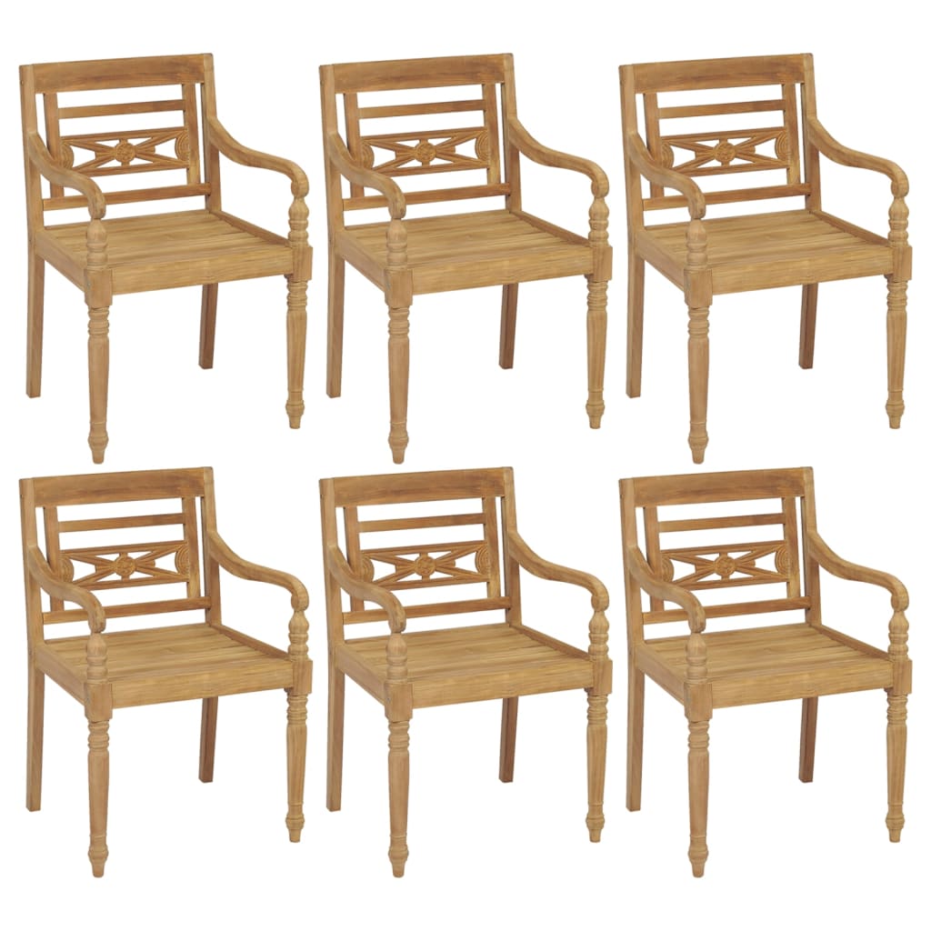 Batavia Chairs with 6 pcs Cushions in Solid Teak Wood