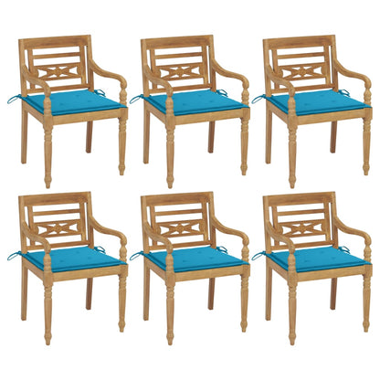 Batavia Chairs with 6 pcs Cushions in Solid Teak Wood