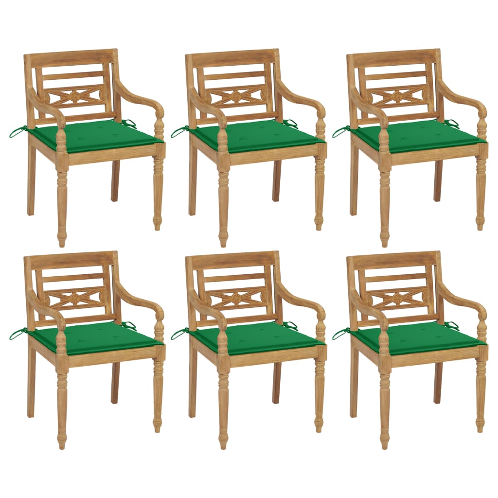 Batavia Chairs with 6 pcs Cushions in Solid Teak Wood