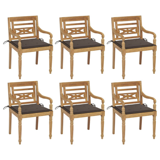 Batavia Chairs with 6 pcs Cushions in Solid Teak Wood