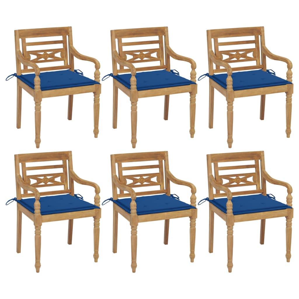 Batavia Chairs with 6 pcs Cushions in Solid Teak Wood