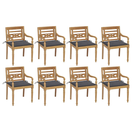 Batavia Chairs with 8 pcs Cushions in Solid Teak Wood