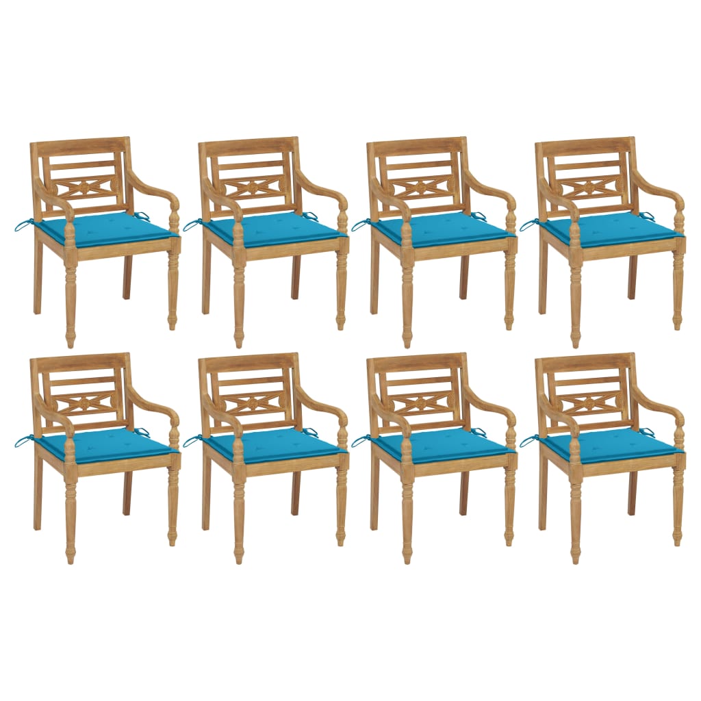 Batavia Chairs with 8 pcs Cushions in Solid Teak Wood