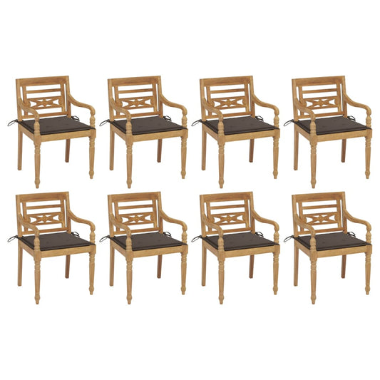 Batavia Chairs with 8 pcs Cushions in Solid Teak Wood