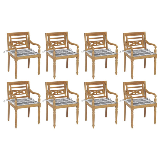 Batavia Chairs with 8 pcs Cushions in Solid Teak Wood