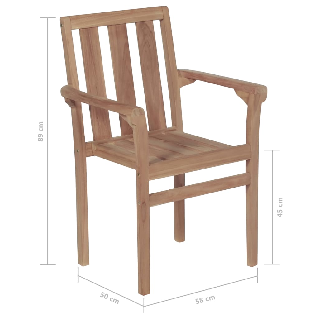 Stackable Garden Chairs 6 pcs in Solid Teak Wood