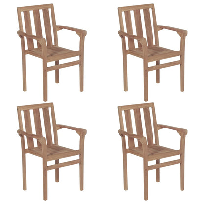 Stackable Garden Chairs with Cushions 4 pcs Solid Teak