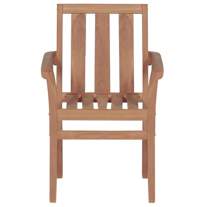 Stackable Garden Chairs with Cushions 4 pcs Solid Teak