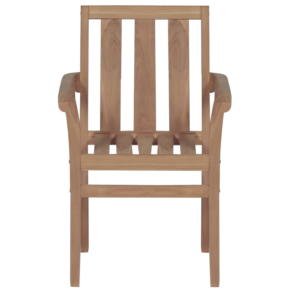 Stackable Garden Chairs with Cushions 4 pcs Solid Teak