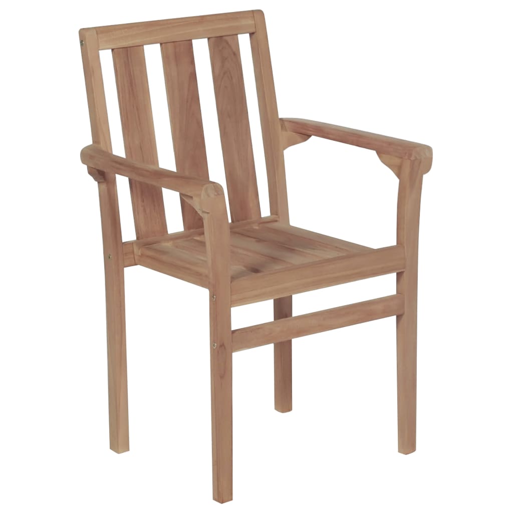 Stackable Garden Chairs with Cushions 8 pcs Solid Teak