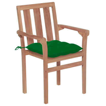 Stackable Garden Chairs with Cushions 8 pcs Solid Teak