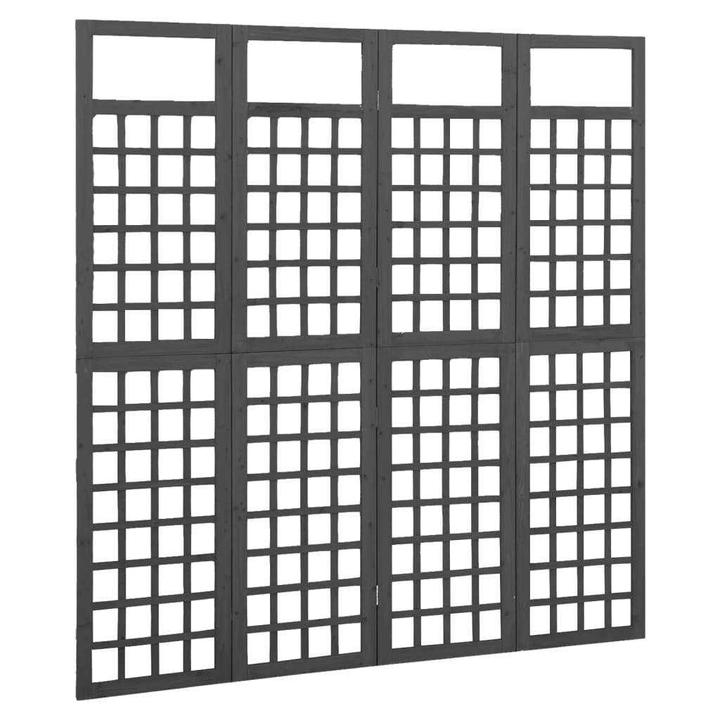 Divisorio a 4 Pannelli Legno Massello di Abete Nero 161x180 cm | homemem39